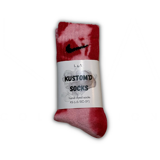 Kids Kustom’d Socks - Scarlet Tie-Dye