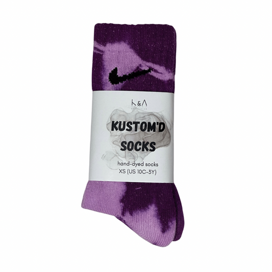 Kids Kustom’d Socks - Purple Tie Dye